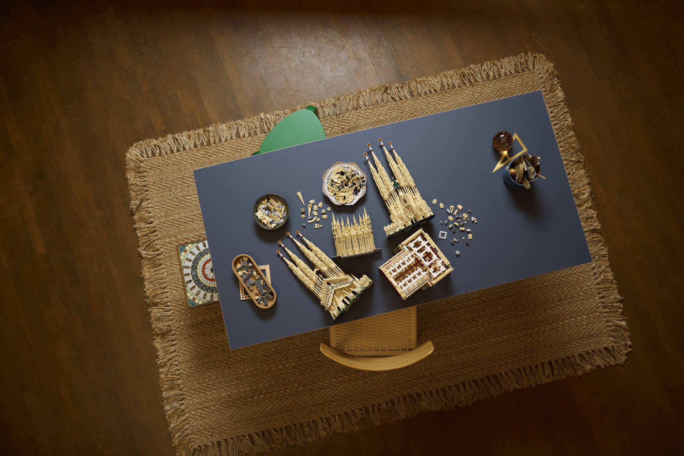 LEGO Architecture 21065 Sagrada Família lifestyle build shot — the completed 12,060-piece model in a real-world scene