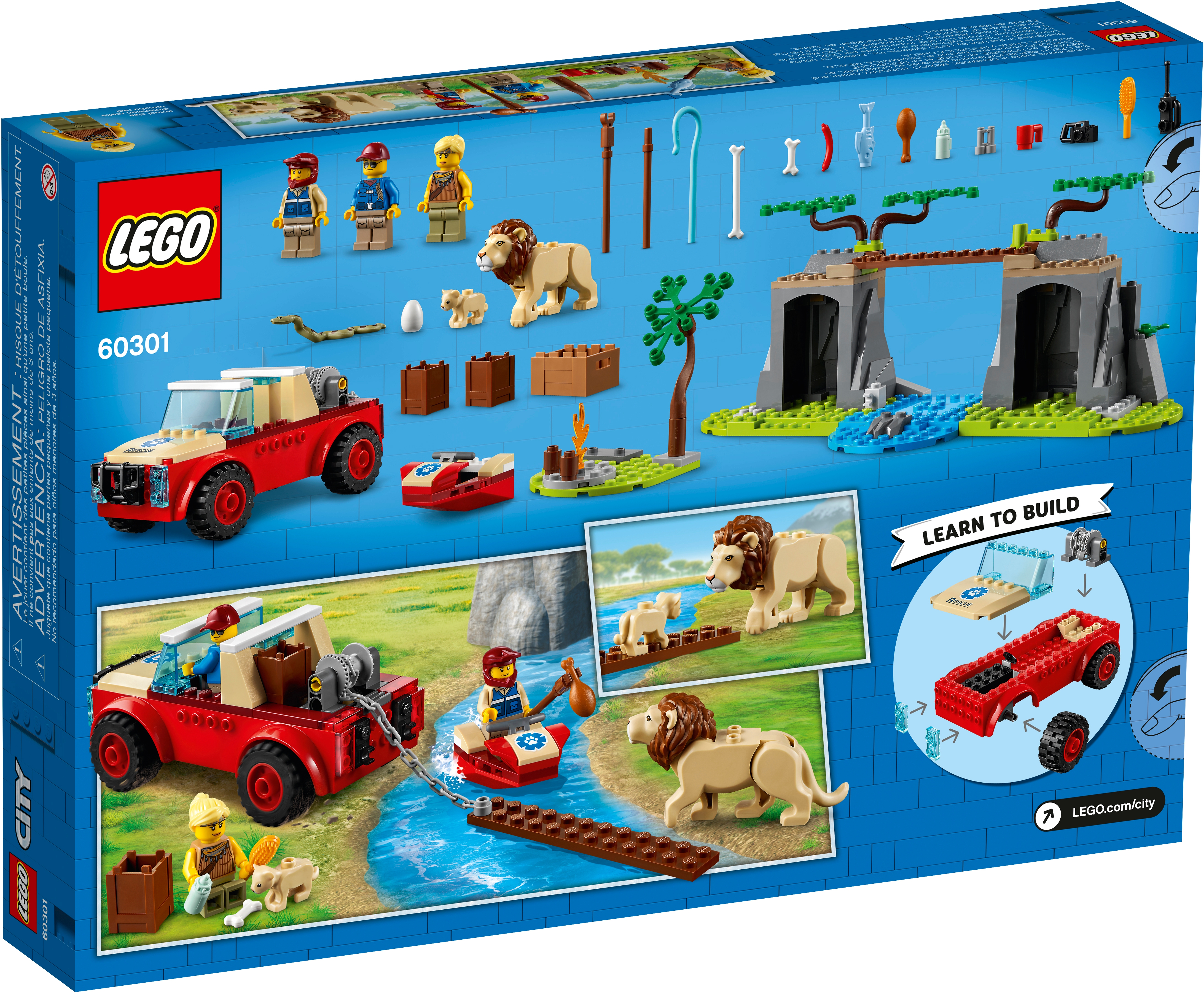 Building Set with Animal Figures LEGO 60301 City Wildlife Rescue Off Roader Vehicle Car Toy Years Old Gift Idea for Preschool Kids 4