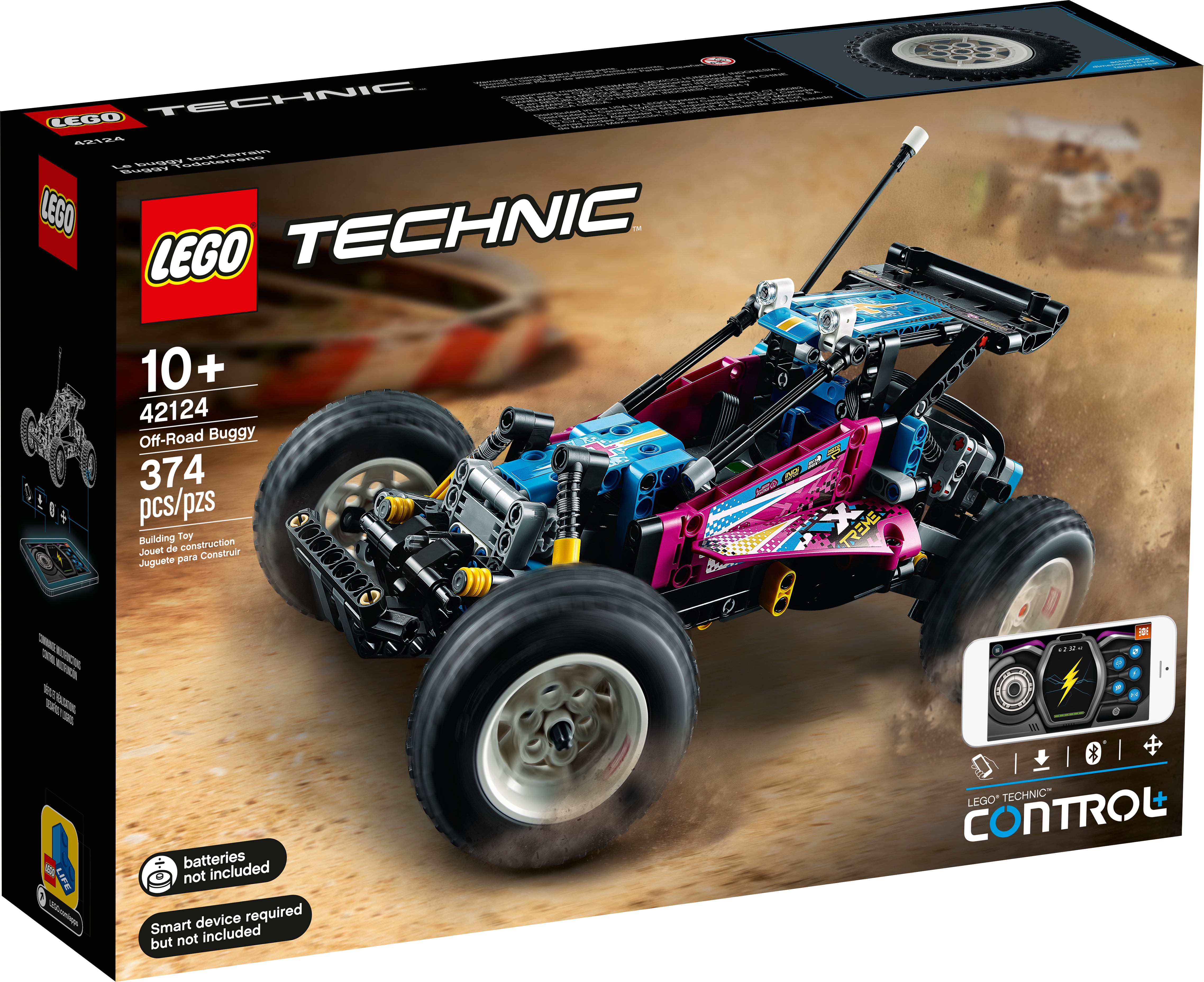 LEGO 42124 Technic Off-Road Buggy CONTROL App-Controlled Retro RC Car Toy for Kids