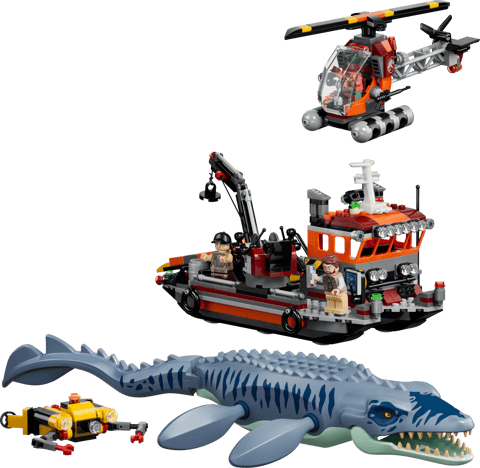 Attacco alla barca del dinosauro Mosasaurus — set LEGO 77983