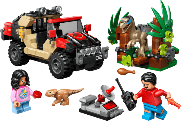 LEGO 76972 Le vélociraptor et l’évasion en 4x4