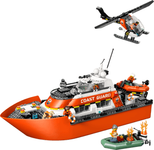 Le bateau de sauvetage et l’hélicoptère des garde-côtes