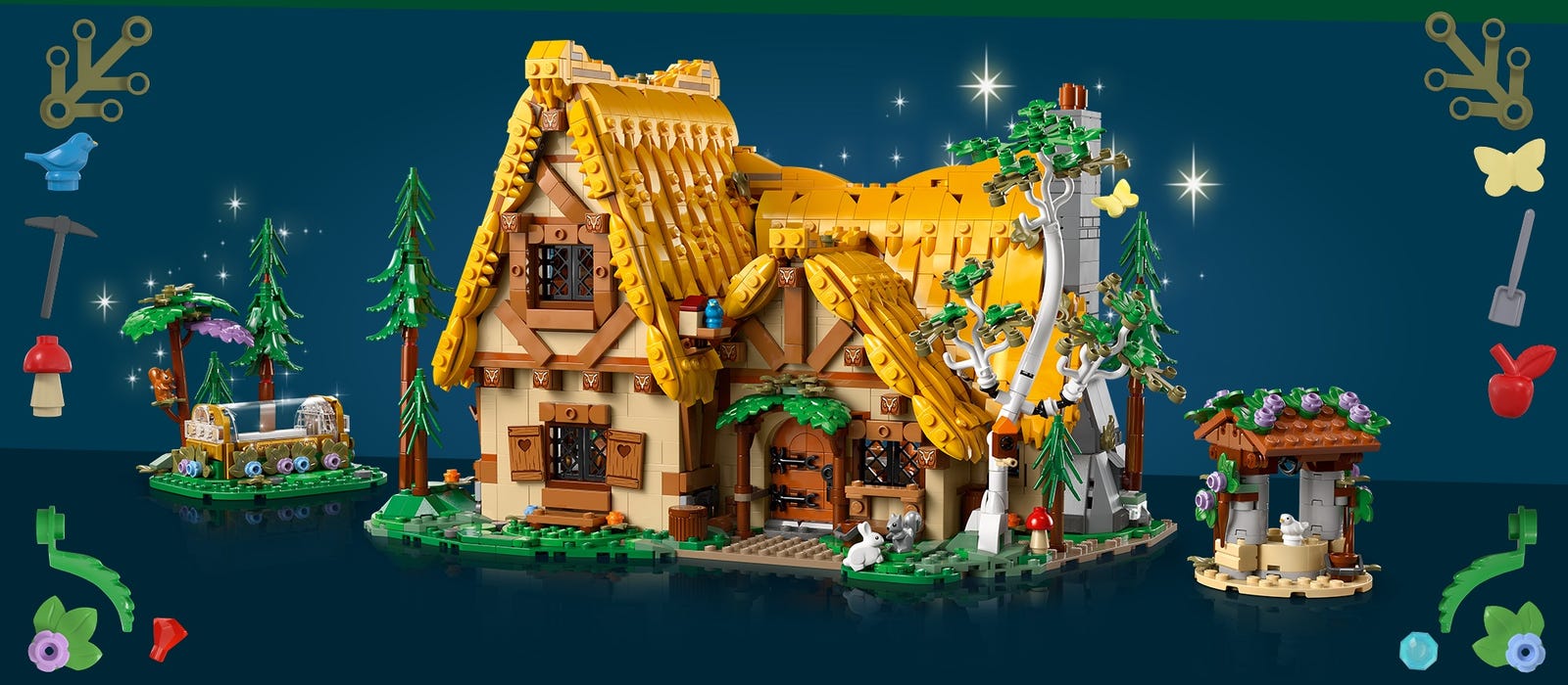 LEGO model of a cottage based on the movie Snow White and the 7 Dwarfs