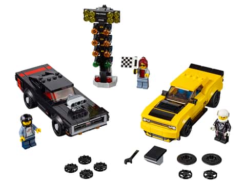 2018 Dodge Challenger SRT Demon and 1970 Dodge Charger R/T — LEGO set 75893