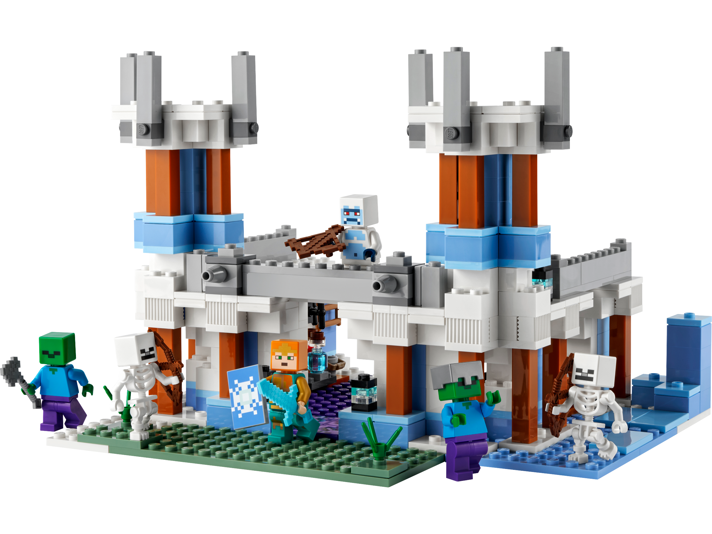 LEGO 21186 Minecraft Le Château de Glace, Jouet avec Épée en Diamant des 8  ans, avec Figurines de Squelette et Zombie