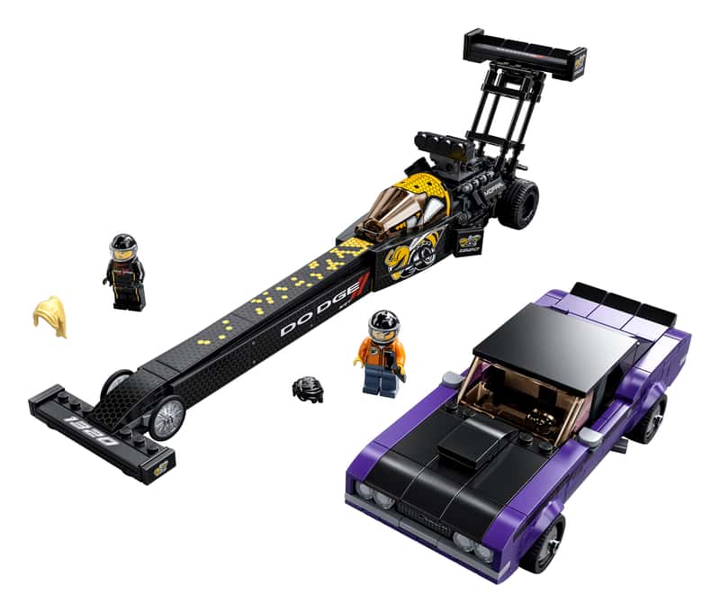 Mopar Dodge//SRT Top Fuel Dragster and 1970 Dodge Challenger T/A — LEGO set 76904