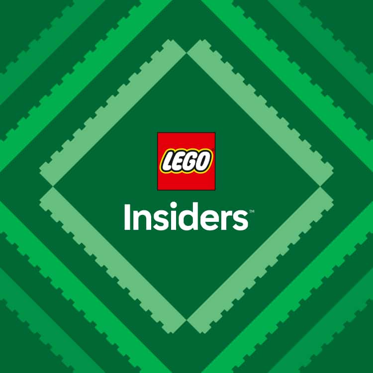 Dark green banner with the LEGO insiders logo in the middle.