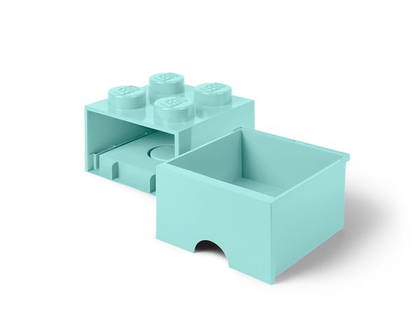 LEGO 5005714 Brique bleu clair aqua de rangement LEGO® à tiroir et à 4 tenons — visuel 3 sur 5