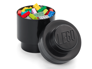 1-Stud Round Storage Brick – Black