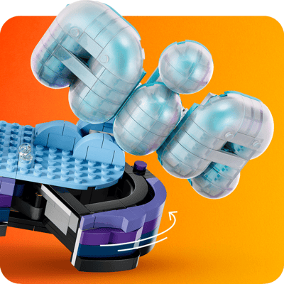 Closeup shot of the brick-built Nike Air Max 95 LEGO Set bubble logo and hidden compartment at the base of the sneaker.