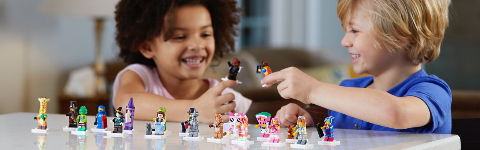 Kids playing with LEGO® Minifigures