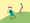 LEGO Männchen mit einer Flagge und einem Ball in den Händen laufen einen Hügel hinunter
