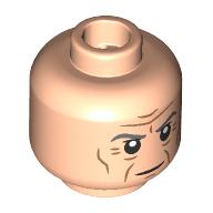 Minifig Head Grand Moff Tarkin, Dark Bluish Grey Eyebrows, Nougat Wrinkles, Frown / Open Mouth Sneer