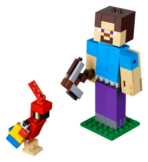 Maxi-figure di Steve con pappagallo — set LEGO 21148