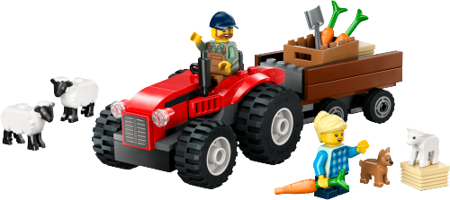 Red Farm Tractor with Trailer & Sheep — LEGO set 60461