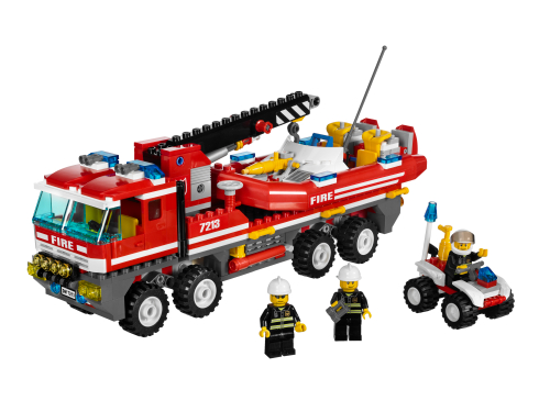 Autogrù e gommone dei Pompieri — set LEGO 7213
