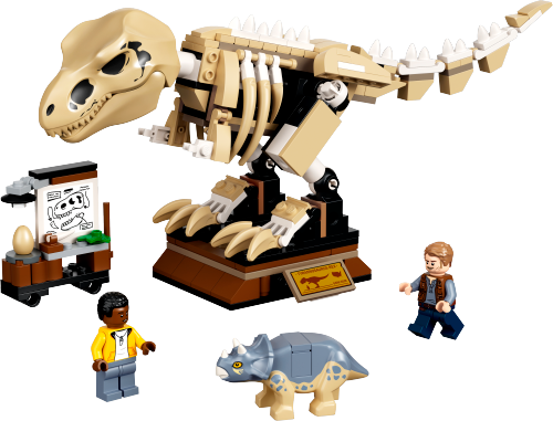 La mostra del fossile di dinosauro T. Rex — set LEGO 76940