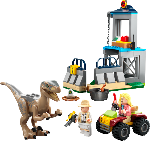 La fuga del Velociraptor — set LEGO 76957